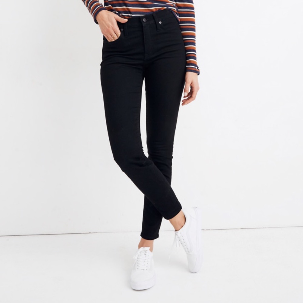 Madewell Black 9” High Waist Black Skinny Jeans